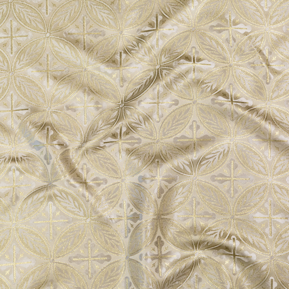White and Metallic Gold Medallion Jacquard White and Metallic Gold Medallion Jacquard