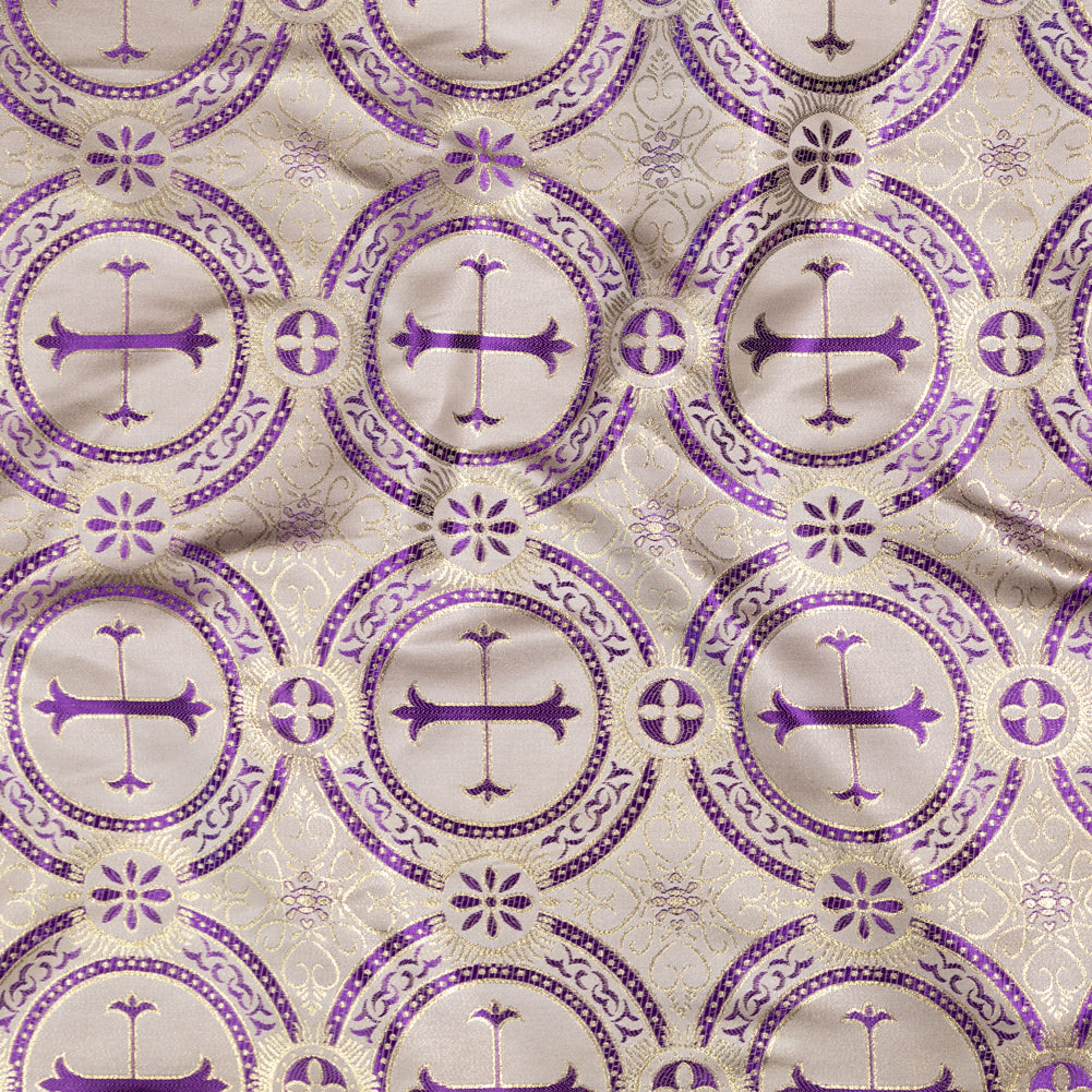 Metallic Gold and Purple Ecclesiastical Medallion Jacquard Metallic Gold and Purple Ecclesiastical Medallion Jacquard