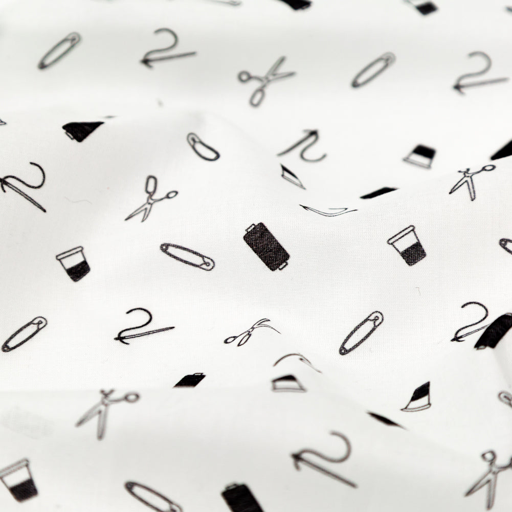 Egyptian Cotton Voile - White and Black Sewing Kit - Small Supplies Print - Mood Exclusive Haberdashery Collection Full Egyptian Cotton Voile - White and Black Sewing Kit - Small Supplies Print - Mood Exclusive Haberdashery Collection Full