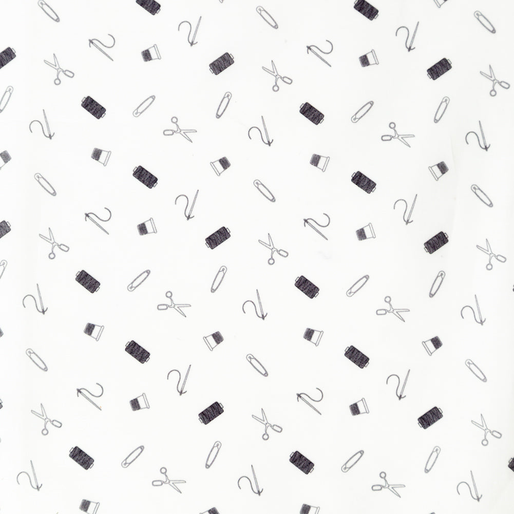 Egyptian Cotton Voile - White and Black Sewing Kit - Small Supplies Print - Mood Exclusive Haberdashery Collection Egyptian Cotton Voile - White and Black Sewing Kit - Small Supplies Print - Mood Exclusive Haberdashery Collection