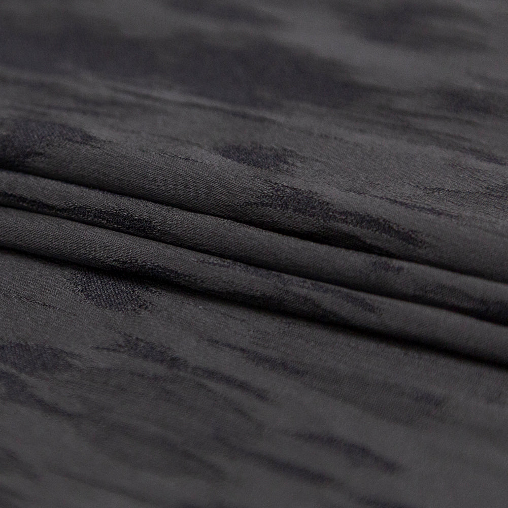 Italian Black Camouflage Stretch Satin-Faced Jacquard Folded Italian Black Camouflage Stretch Satin-Faced Jacquard Folded