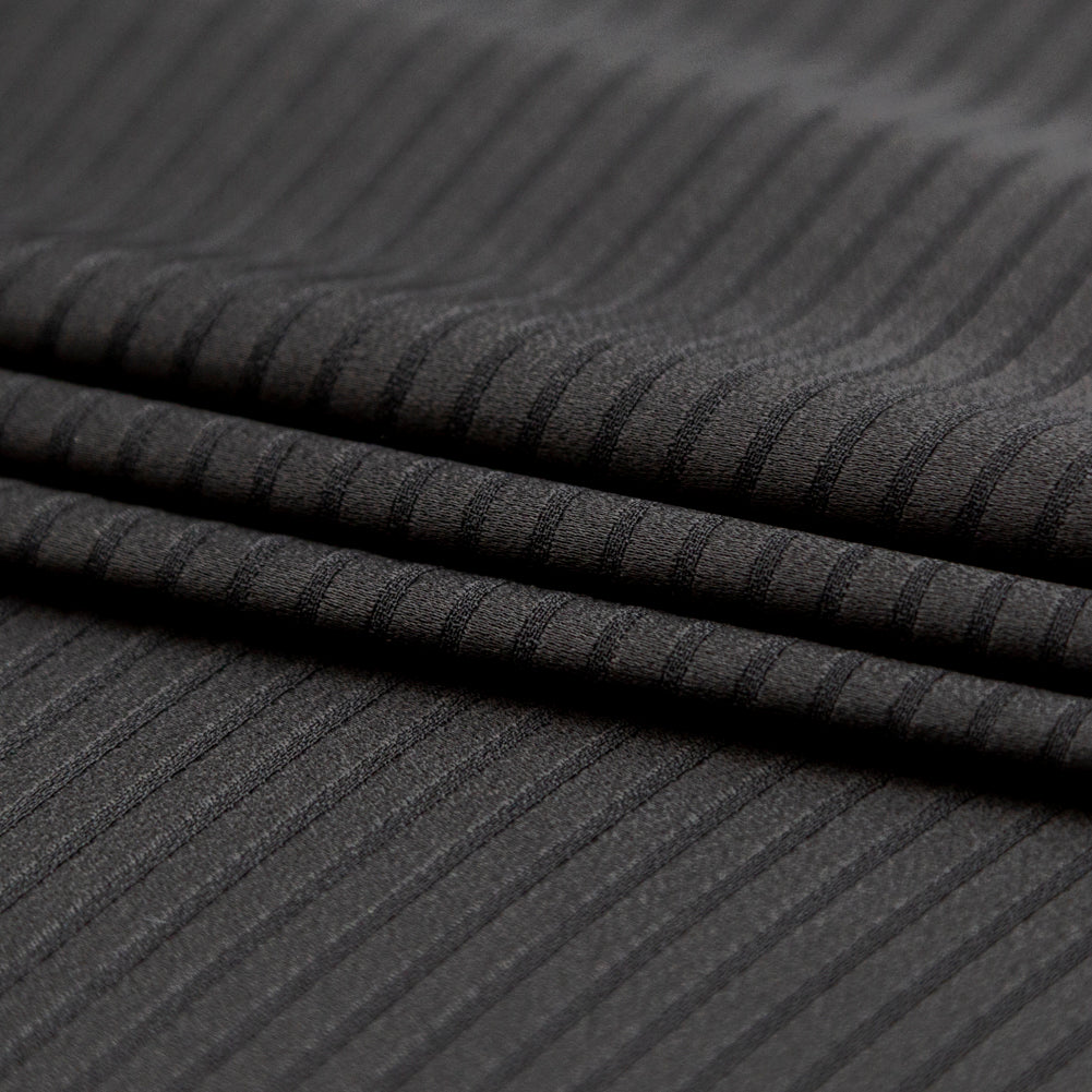 Italian Black Striped Satin-Faced Crepe Folded Italian Black Striped Satin-Faced Crepe Folded