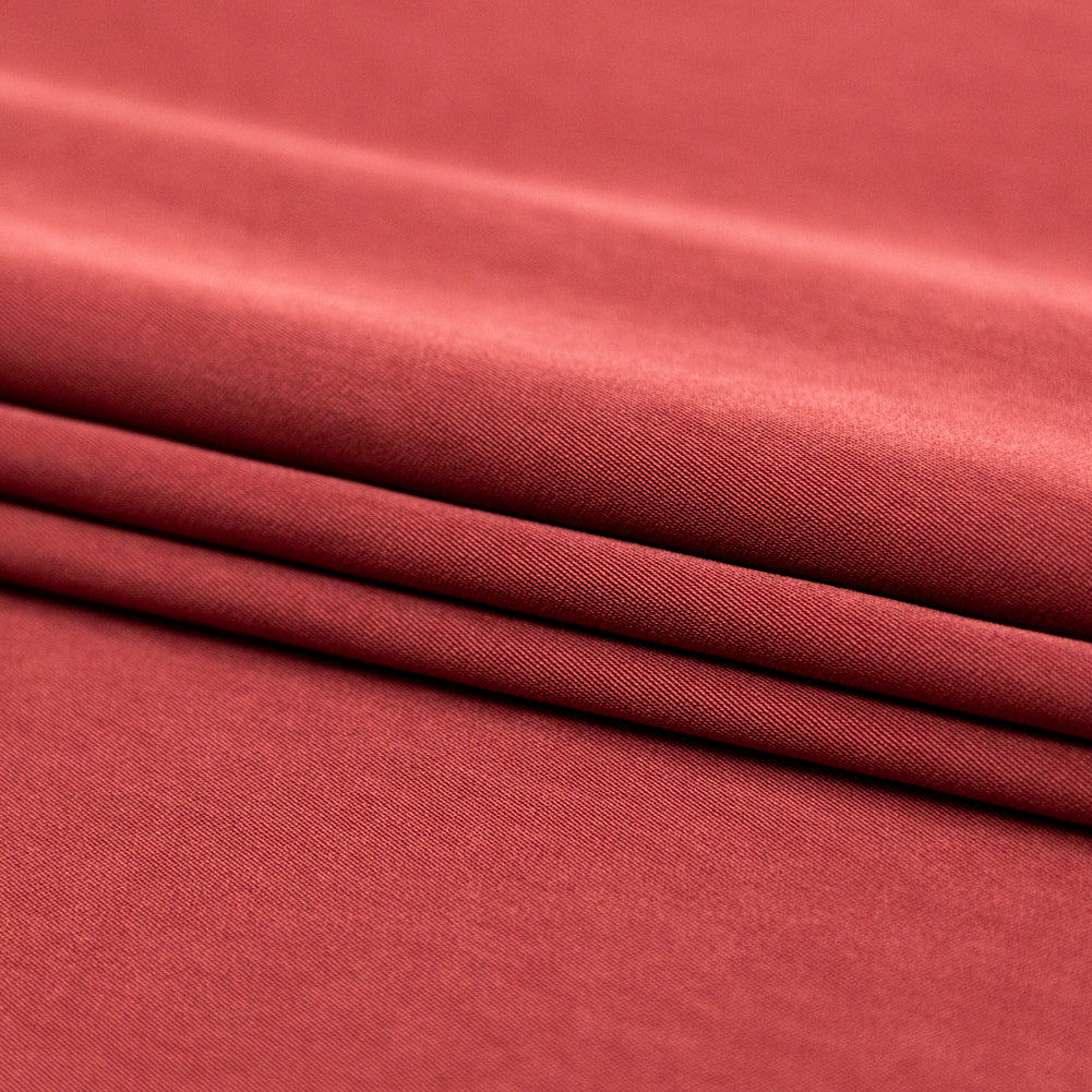 Italian Muted Burgundy Stretch Polyester Twill Folded Italian Muted Burgundy Stretch Polyester Twill Folded