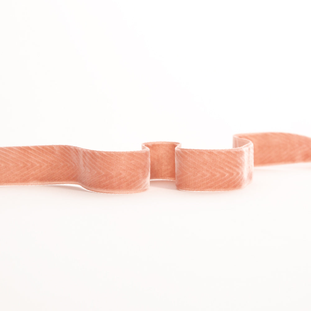 Italian Dusty Rose Chevron Velvet Ribbon - 0.875" Italian Dusty Rose Chevron Velvet Ribbon - 0.875"