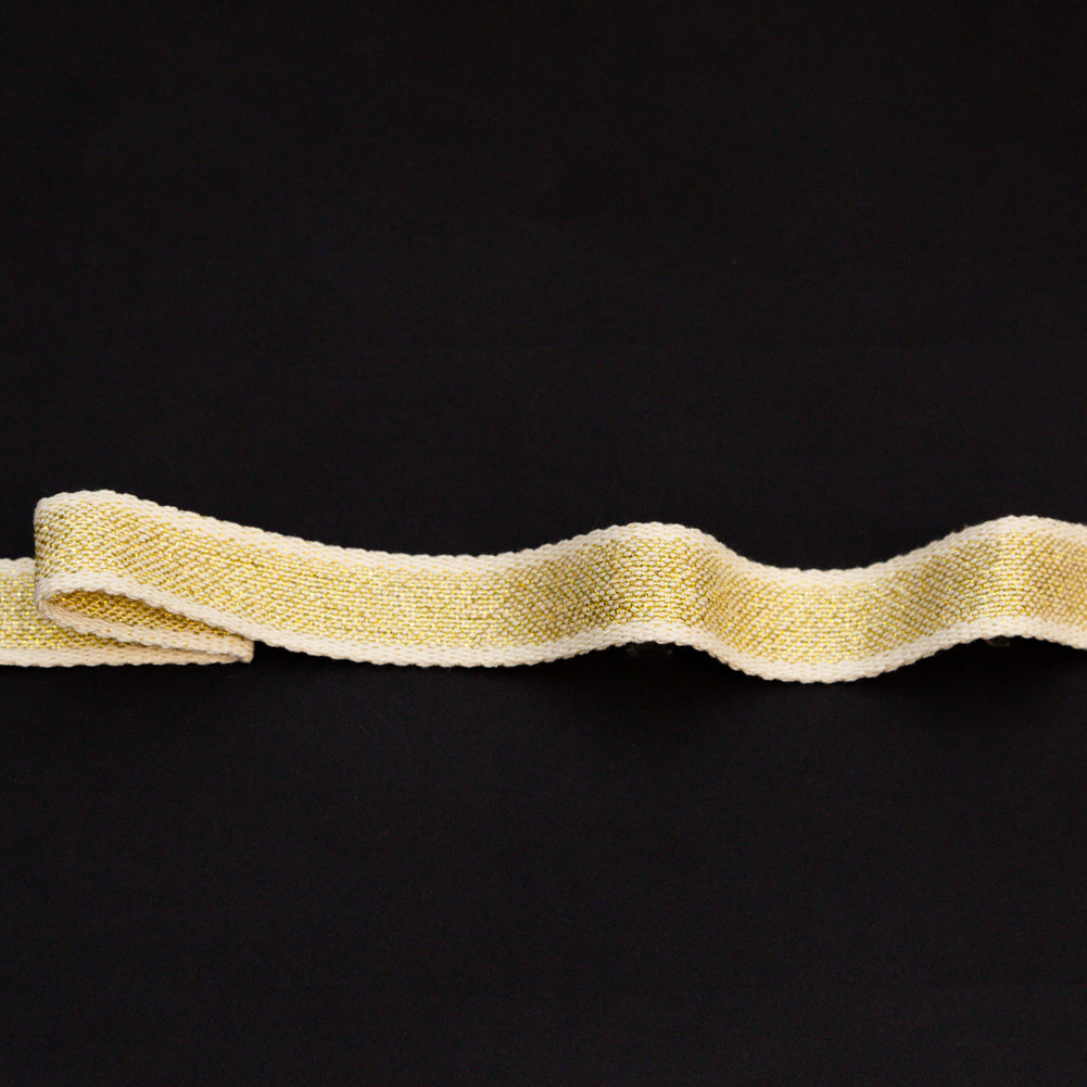 Italian Natural and Metallic Gold Woven Cotton Trimming - 1" Italian Natural and Metallic Gold Woven Cotton Trimming - 1"