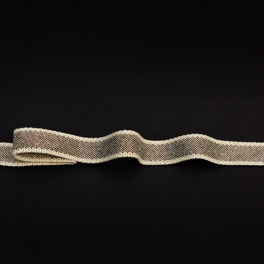 Italian Natural and Metallic Dark Copper Woven Cotton Trimming - 1" Italian Natural and Metallic Dark Copper Woven Cotton Trimming - 1"