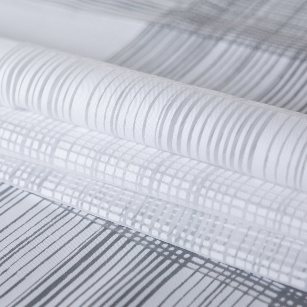 White Plaid Burnout Cotton Twill Folded White Plaid Burnout Cotton Twill Folded