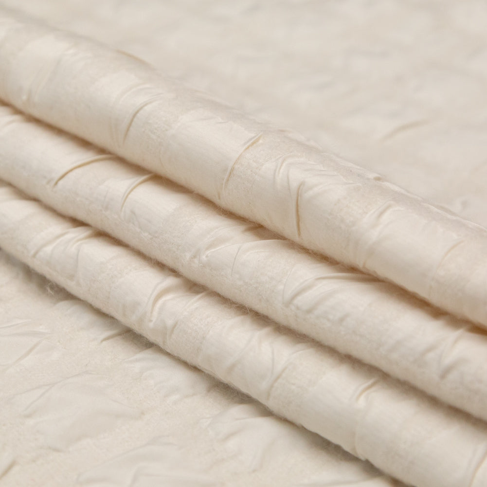 Ivory Bonded Taffeta and Wool Knit featuring Puckered Squares Detail Ivory Bonded Taffeta and Wool Knit featuring Puckered Squares Detail