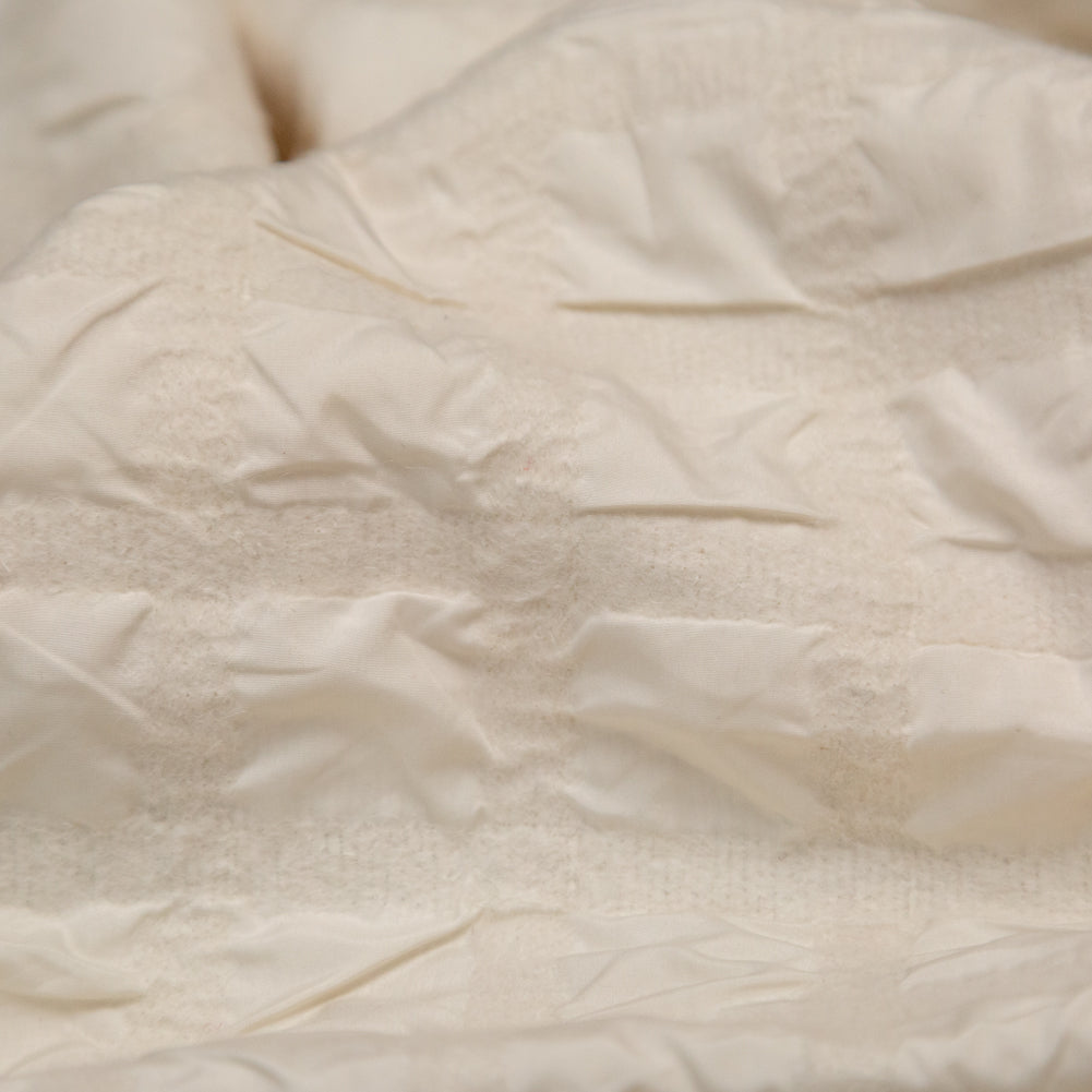 Ivory Bonded Taffeta and Wool Knit featuring Puckered Squares Full Ivory Bonded Taffeta and Wool Knit featuring Puckered Squares Full