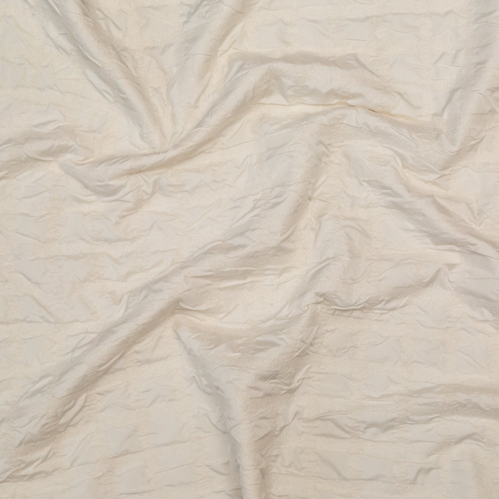 Ivory Bonded Taffeta and Wool Knit featuring Puckered Squares Ivory Bonded Taffeta and Wool Knit featuring Puckered Squares
