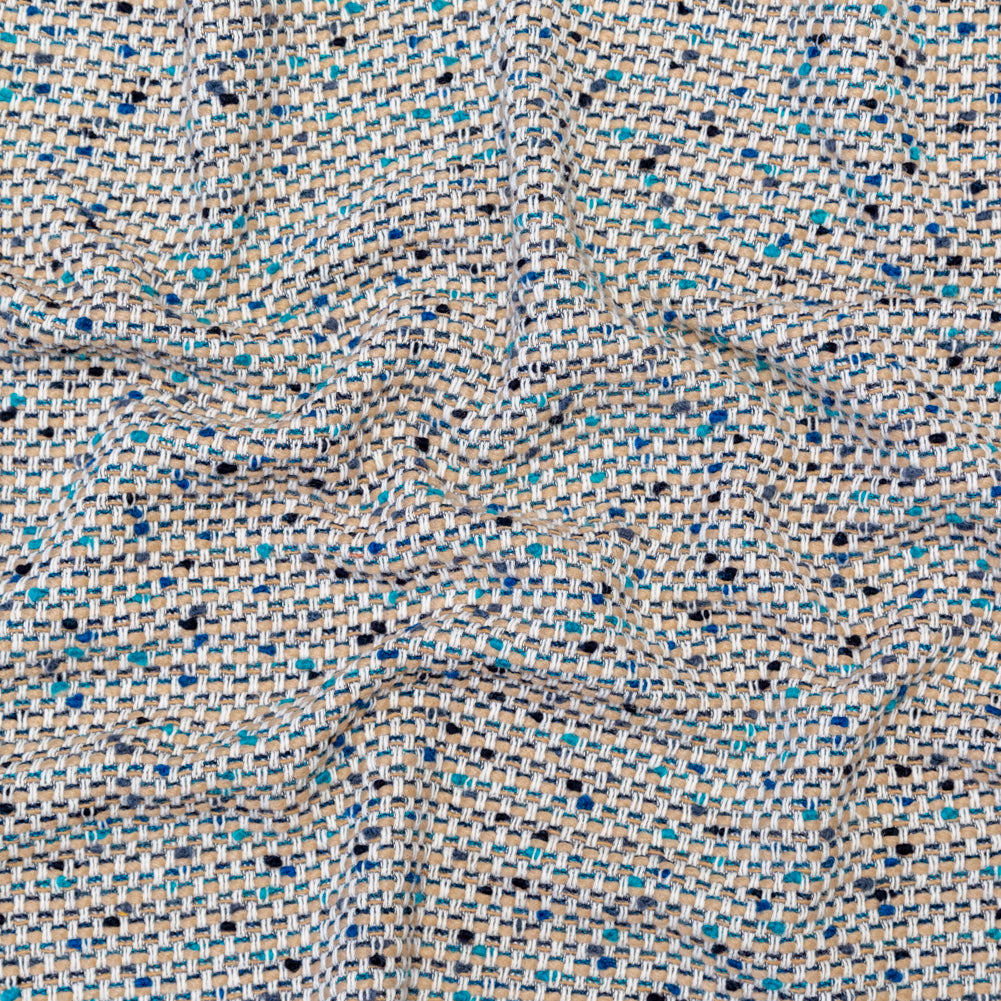 Beige, Blue and White Blended Wool Tweed Beige, Blue and White Blended Wool Tweed