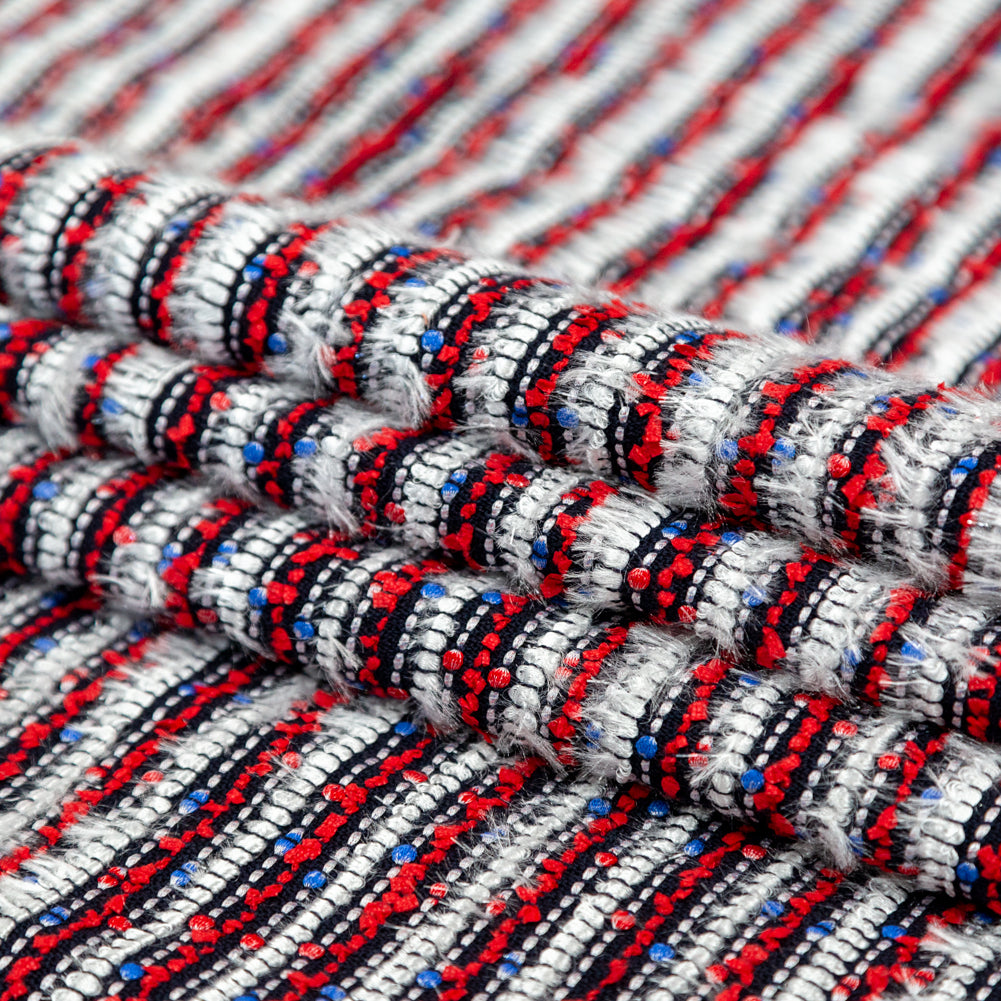 Red, White and Blue Blended Wool Tweed Folded Red, White and Blue Blended Wool Tweed Folded