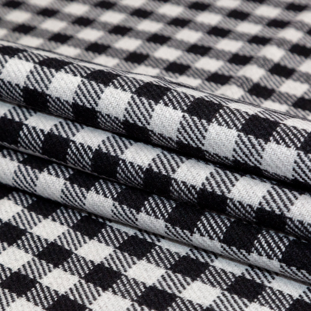 Black, White and Gray Shepherd's Check Wool Double Cloth Folded Black, White and Gray Shepherd's Check Wool Double Cloth Folded