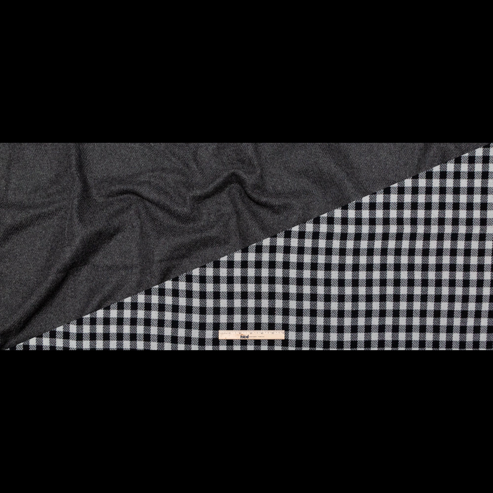 Black, White and Gray Shepherd's Check Wool Double Cloth Full Black, White and Gray Shepherd's Check Wool Double Cloth Full