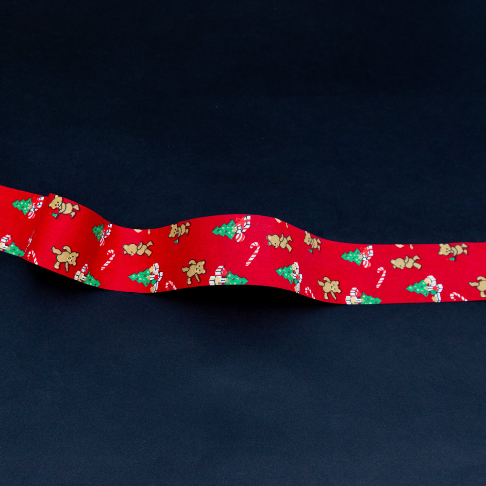 Red Teddy Bear and Christmas Tree Ribbon - 1.875" Red Teddy Bear and Christmas Tree Ribbon - 1.875"