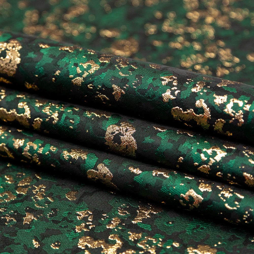 Forest Green and Metallic Gold Abstract Jacquard Folded Forest Green and Metallic Gold Abstract Jacquard Folded