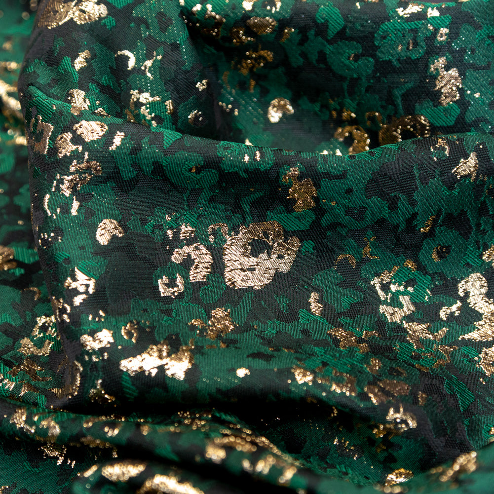 Forest Green and Metallic Gold Abstract Jacquard Detail Forest Green and Metallic Gold Abstract Jacquard Detail
