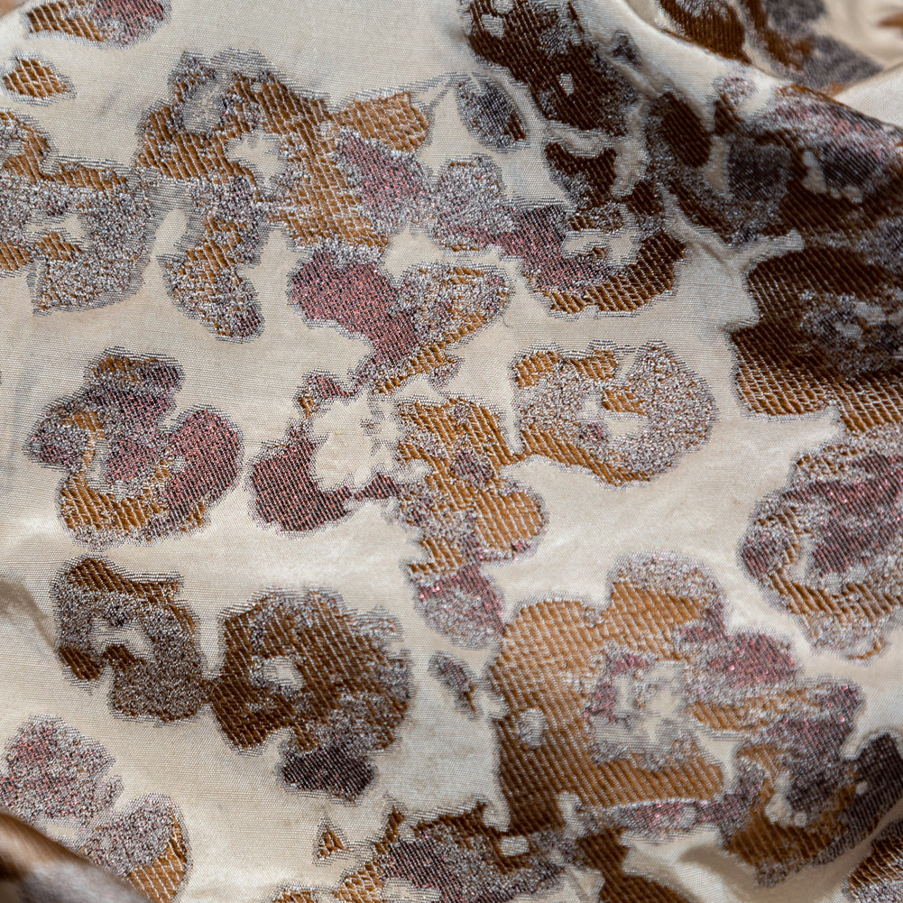 Beige and Metallic Bronze Floral Polyester Jacquard Detail Beige and Metallic Bronze Floral Polyester Jacquard Detail
