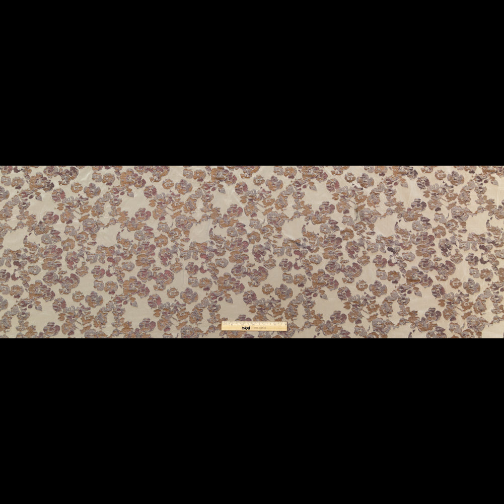 Beige and Metallic Bronze Floral Polyester Jacquard Full Beige and Metallic Bronze Floral Polyester Jacquard Full