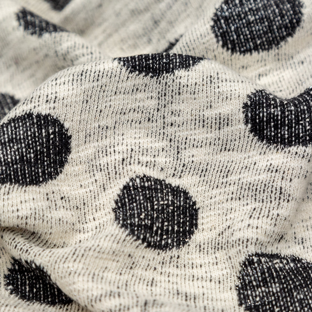 Metallic Black and Ivory Polka Dotted French Terry Detail Metallic Black and Ivory Polka Dotted French Terry Detail
