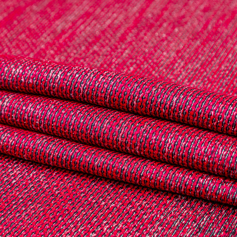 Raspberry Sorbet, Black and Metallic Silver Striped Woven Folded Raspberry Sorbet, Black and Metallic Silver Striped Woven Folded