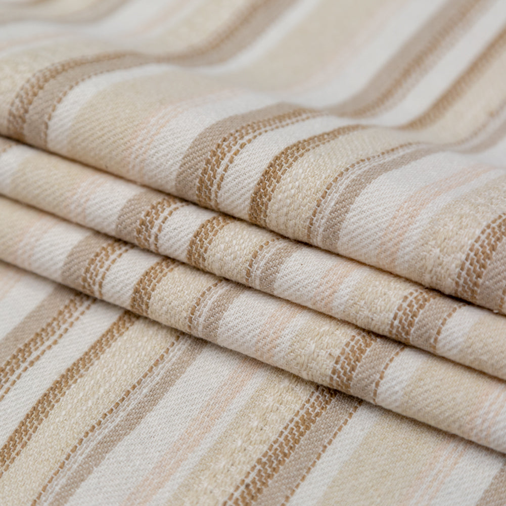 Ivory and Beige Striped Cotton Dobby Folded Ivory and Beige Striped Cotton Dobby Folded