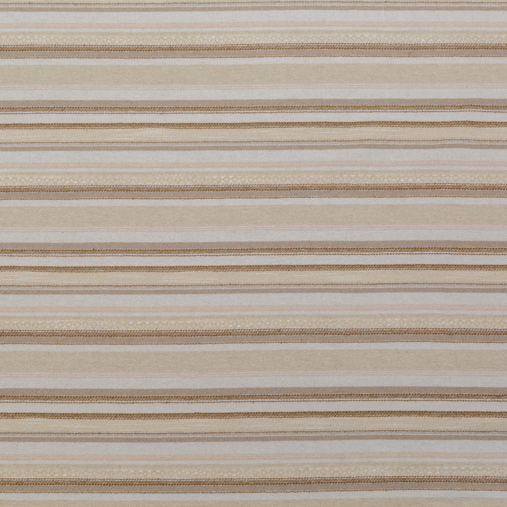 Ivory and Beige Striped Cotton Dobby Ivory and Beige Striped Cotton Dobby