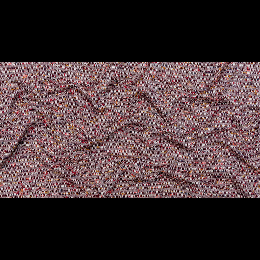 Burgundy and White Striped Cotton and Wool Tweed Full Burgundy and White Striped Cotton and Wool Tweed Full