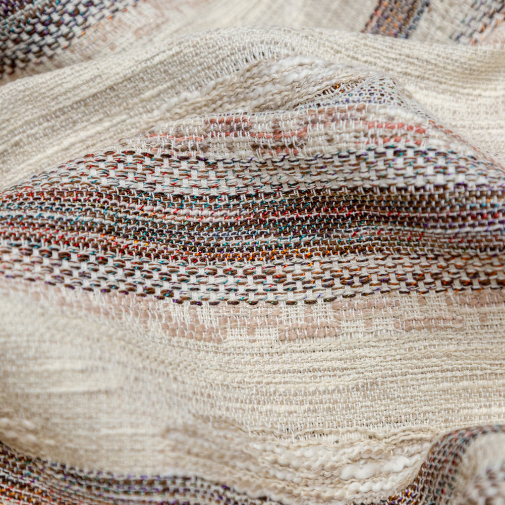 Beige and Rust Striped Cotton Tweed Detail Beige and Rust Striped Cotton Tweed Detail