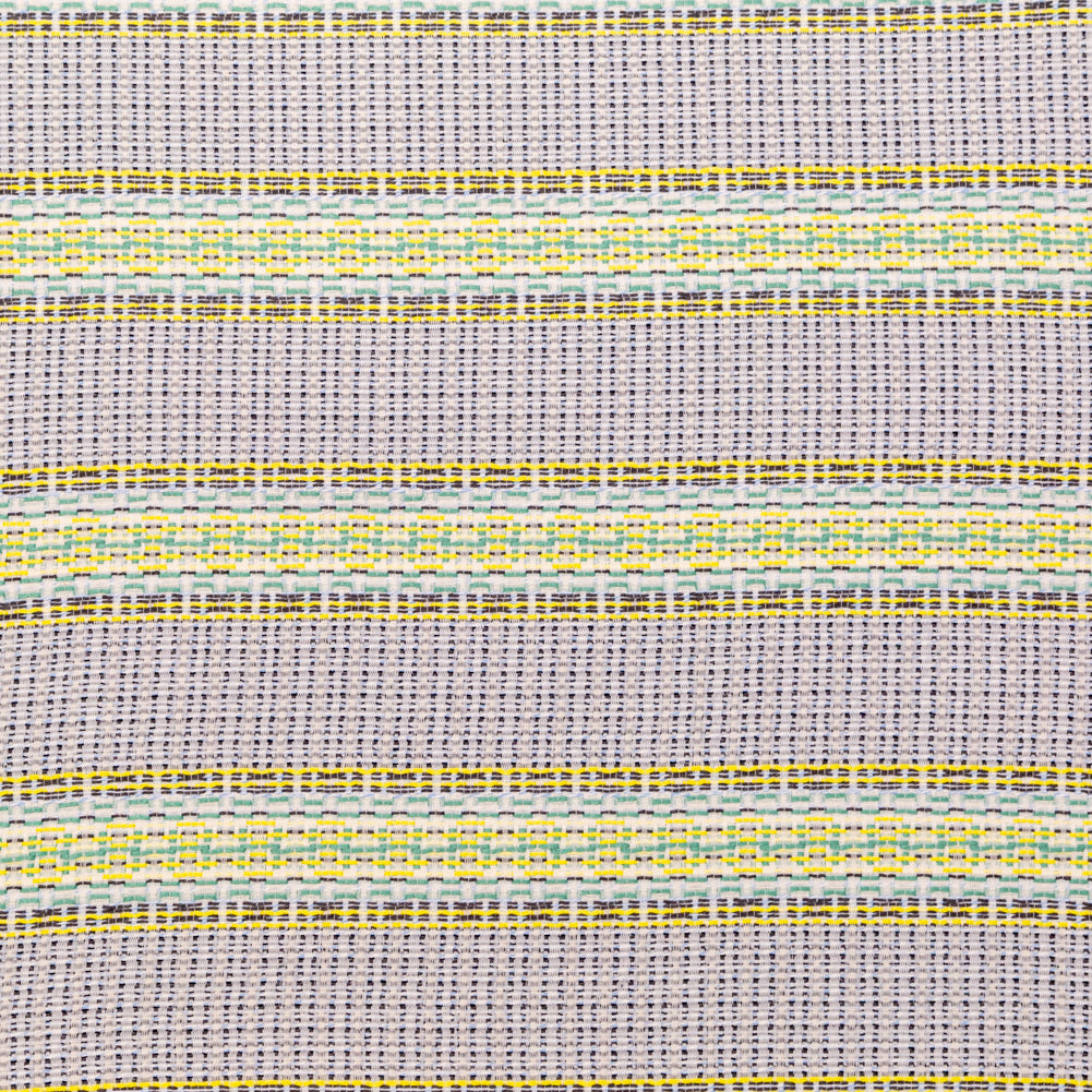 Blue, Jade and Yellow Awning Striped Cotton Tweed Blue, Jade and Yellow Awning Striped Cotton Tweed