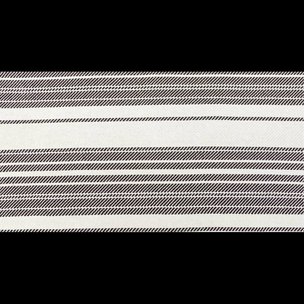 Off-White and Dark Brown Striped Loosely Woven Cotton Twill Full Off-White and Dark Brown Striped Loosely Woven Cotton Twill Full