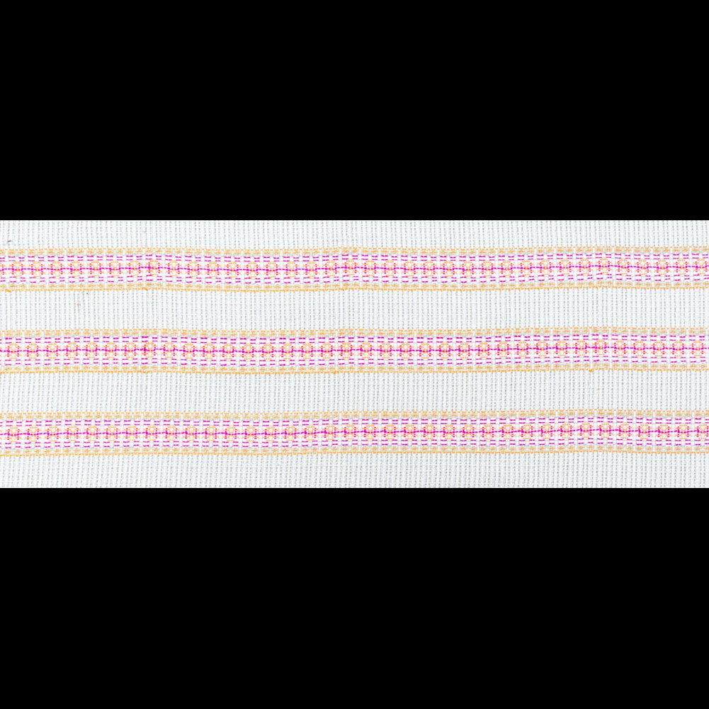 Magenta, Orange and Beige Awning Striped Cotton Tweed Full Magenta, Orange and Beige Awning Striped Cotton Tweed Full