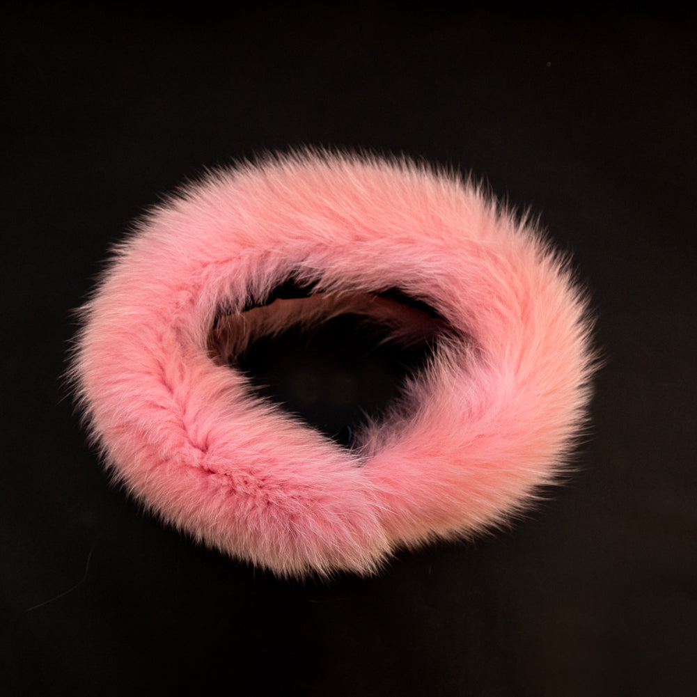 Pink Fox Fur Headband or Scarf with VELCRO® Closure Detail Pink Fox Fur Headband or Scarf with VELCRO® Closure Detail