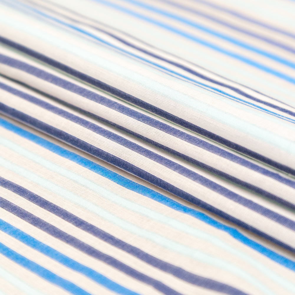 Cotton Voile - Navy, Cobalt and Baby Blue Stripes Folded Cotton Voile - Navy, Cobalt and Baby Blue Stripes Folded
