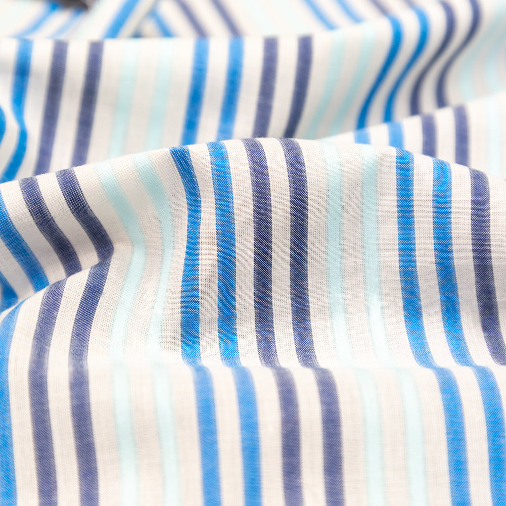 Cotton Voile - Navy, Cobalt and Baby Blue Stripes Detail Cotton Voile - Navy, Cobalt and Baby Blue Stripes Detail
