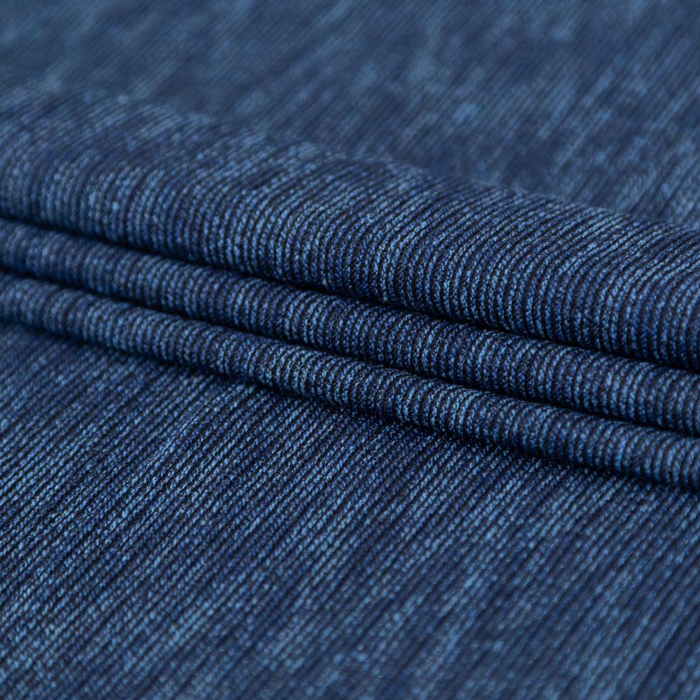 Heathered Blue and Black Stretch Knit Folded Heathered Blue and Black Stretch Knit Folded