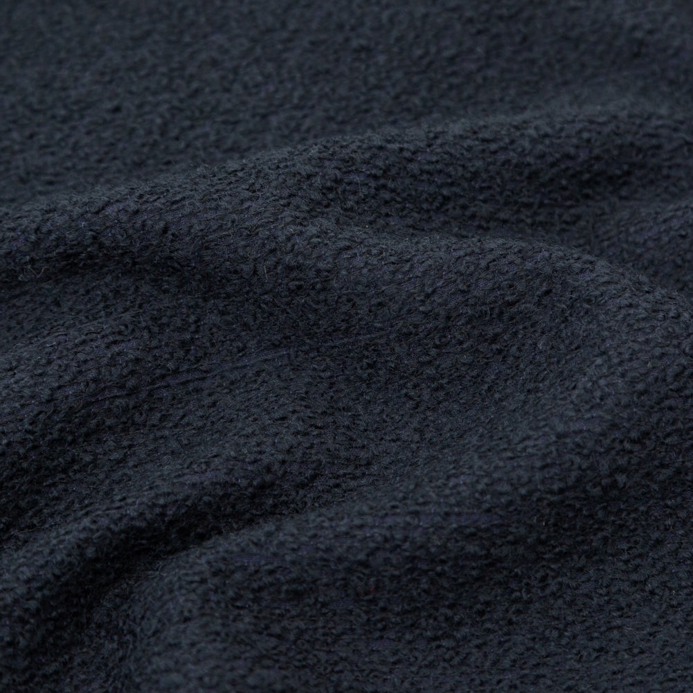 Navy Wool Boucle with a Cotton Backing Detail Navy Wool Boucle with a Cotton Backing Detail