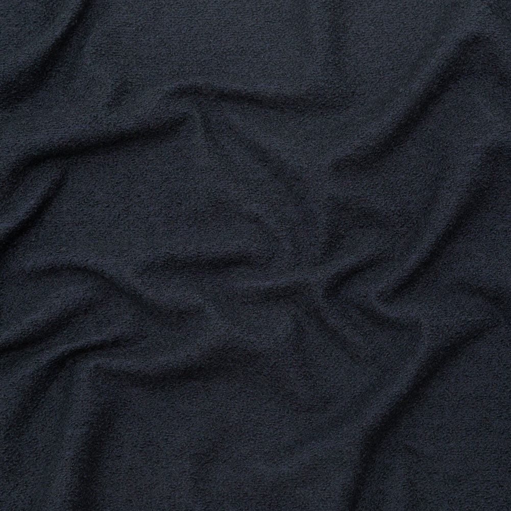 Navy Wool Boucle with a Cotton Backing Navy Wool Boucle with a Cotton Backing