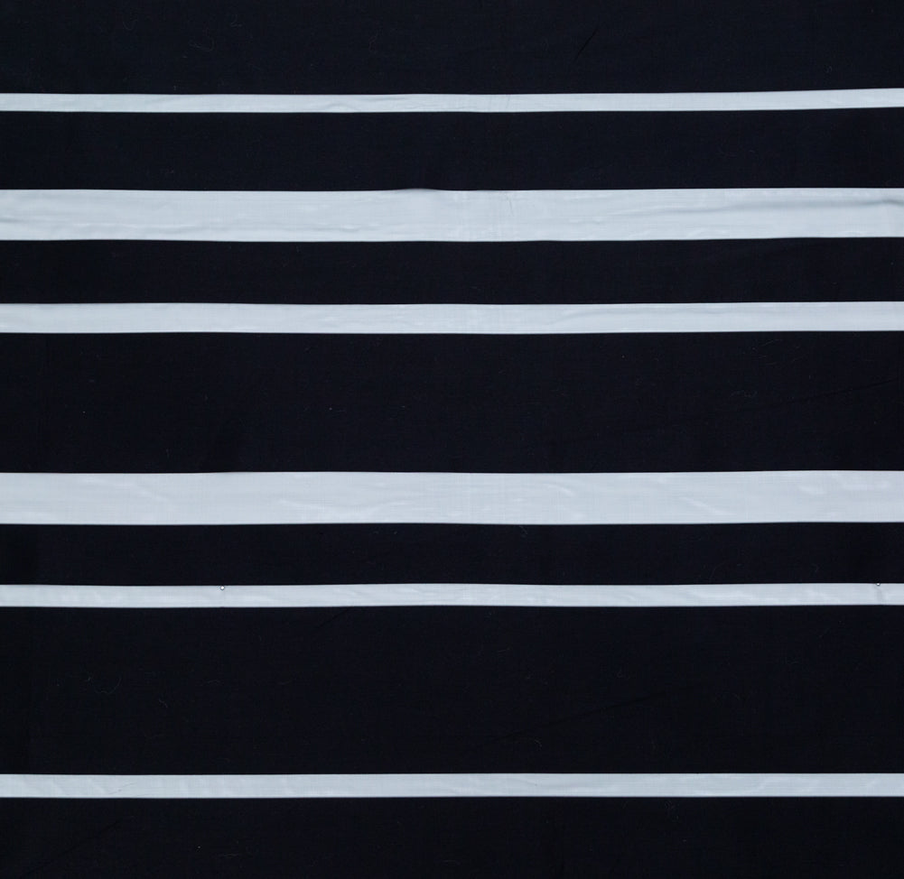 Italian Black Cotton Awning Striped Polyester Organza Italian Black Cotton Awning Striped Polyester Organza