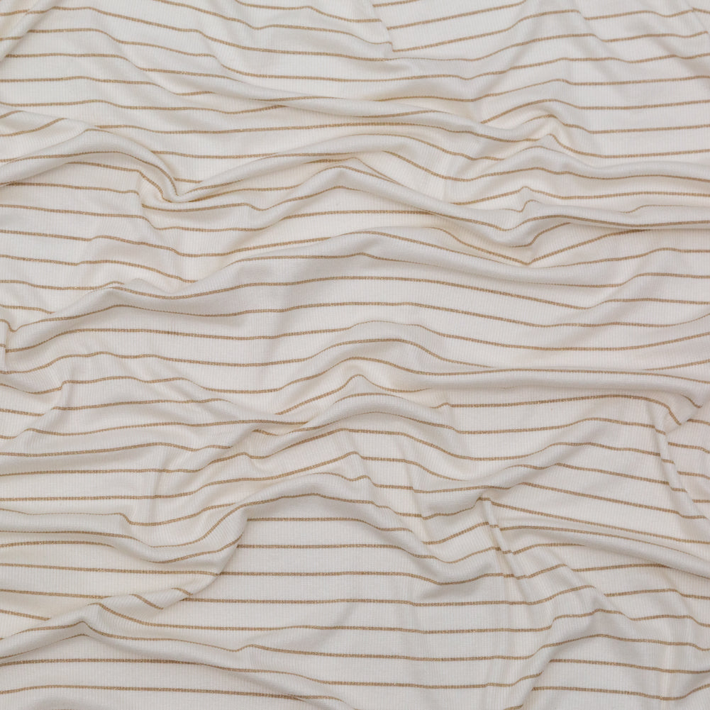 White and Metallic Gold Striped Rib Knit White and Metallic Gold Striped Rib Knit