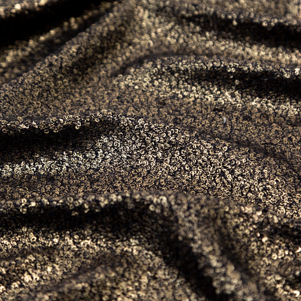 Black French Terry with Metallic Gold Foil Detail Black French Terry with Metallic Gold Foil Detail