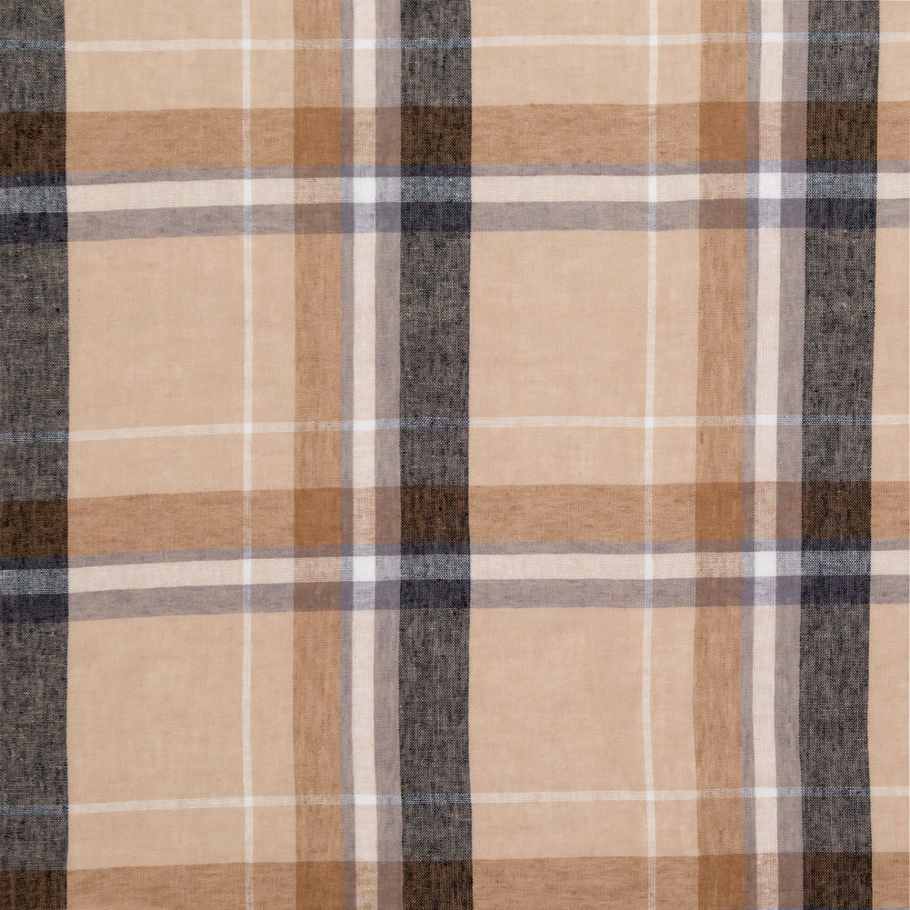 Beige Plaid Cotton Gauze Beige Plaid Cotton Gauze
