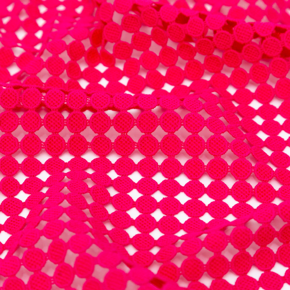 Cotton Guipure Lace - Hot Pink Geometric Detail Cotton Guipure Lace - Hot Pink Geometric Detail