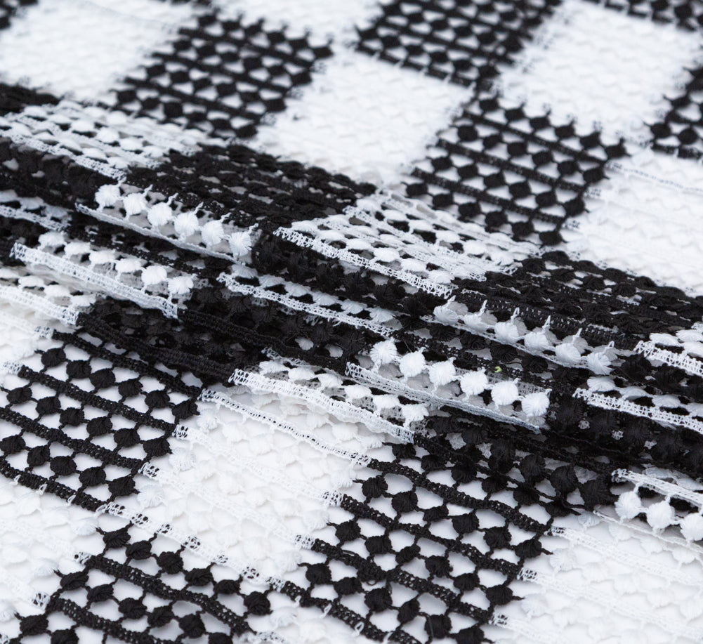 Black and White Checkered Guipure Lace Folded Black and White Checkered Guipure Lace Folded