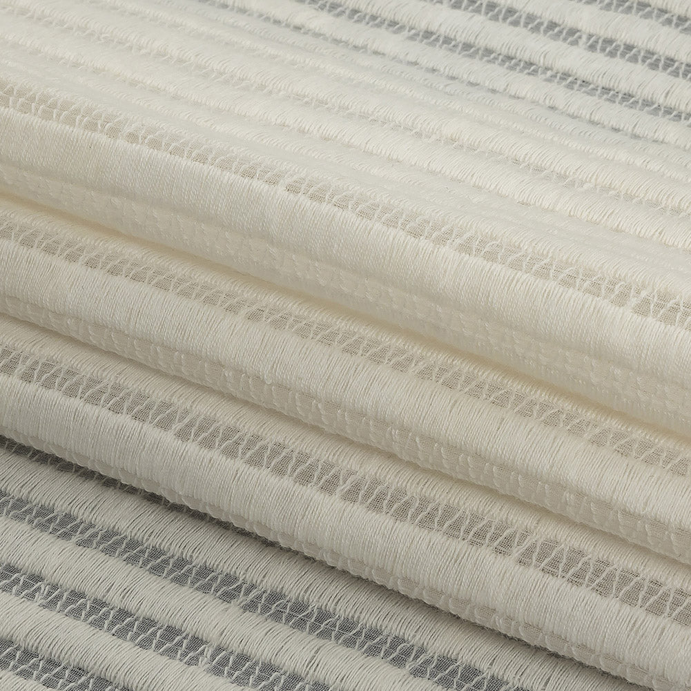 Snow White Embroidered Stripes Crinkled Chiffon Folded Snow White Embroidered Stripes Crinkled Chiffon Folded