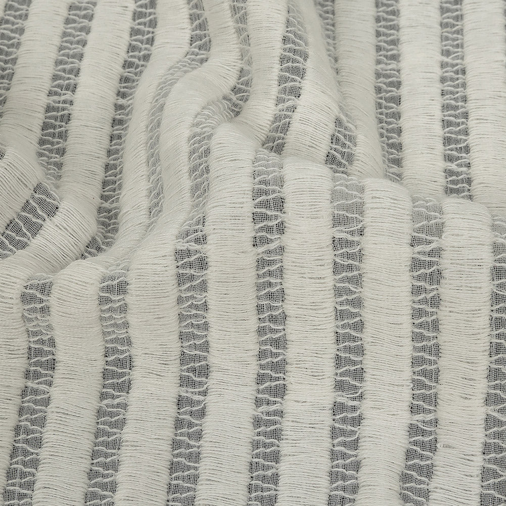 Snow White Embroidered Stripes Crinkled Chiffon Detail Snow White Embroidered Stripes Crinkled Chiffon Detail