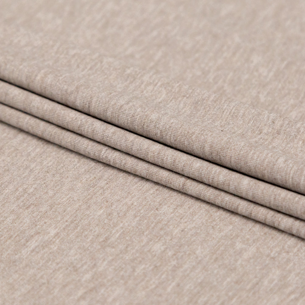 Italian Heathered Beige Stretch Rayon Jersey Folded Italian Heathered Beige Stretch Rayon Jersey Folded