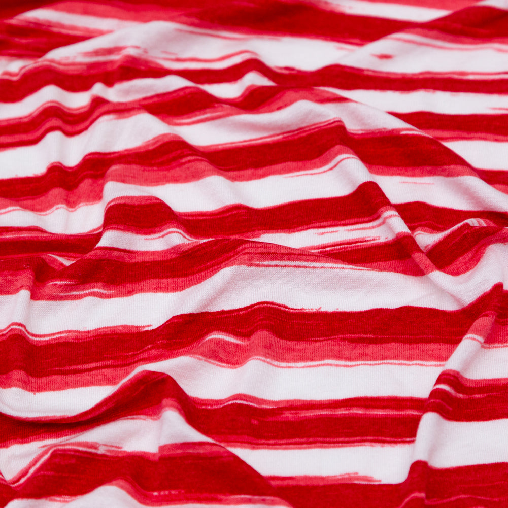 Virtual Pink and White Organically Striped Rayon Jersey Detail Virtual Pink and White Organically Striped Rayon Jersey Detail