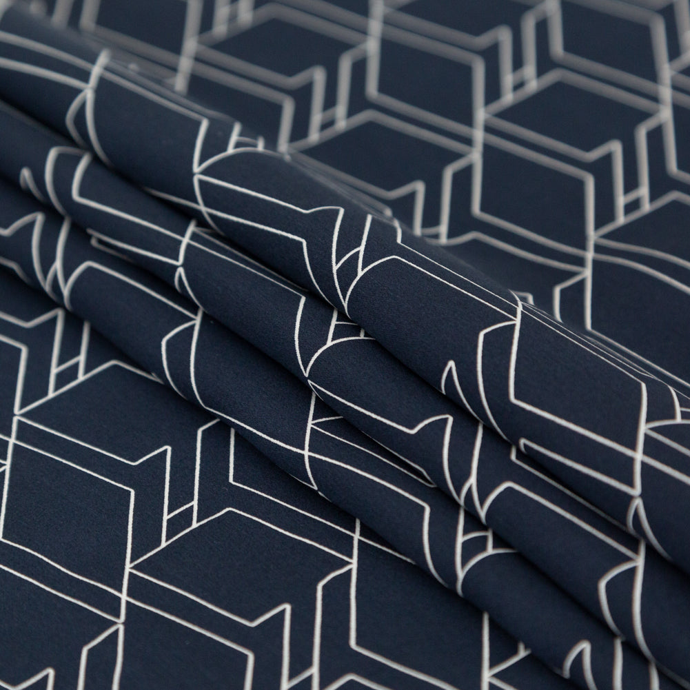 Rag & Bone Navy and White Geometric Silk Charmeuse Folded Rag & Bone Navy and White Geometric Silk Charmeuse Folded