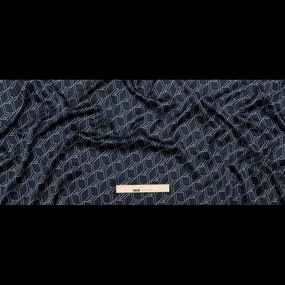 Rag & Bone Navy and White Geometric Silk Charmeuse Full Rag & Bone Navy and White Geometric Silk Charmeuse Full